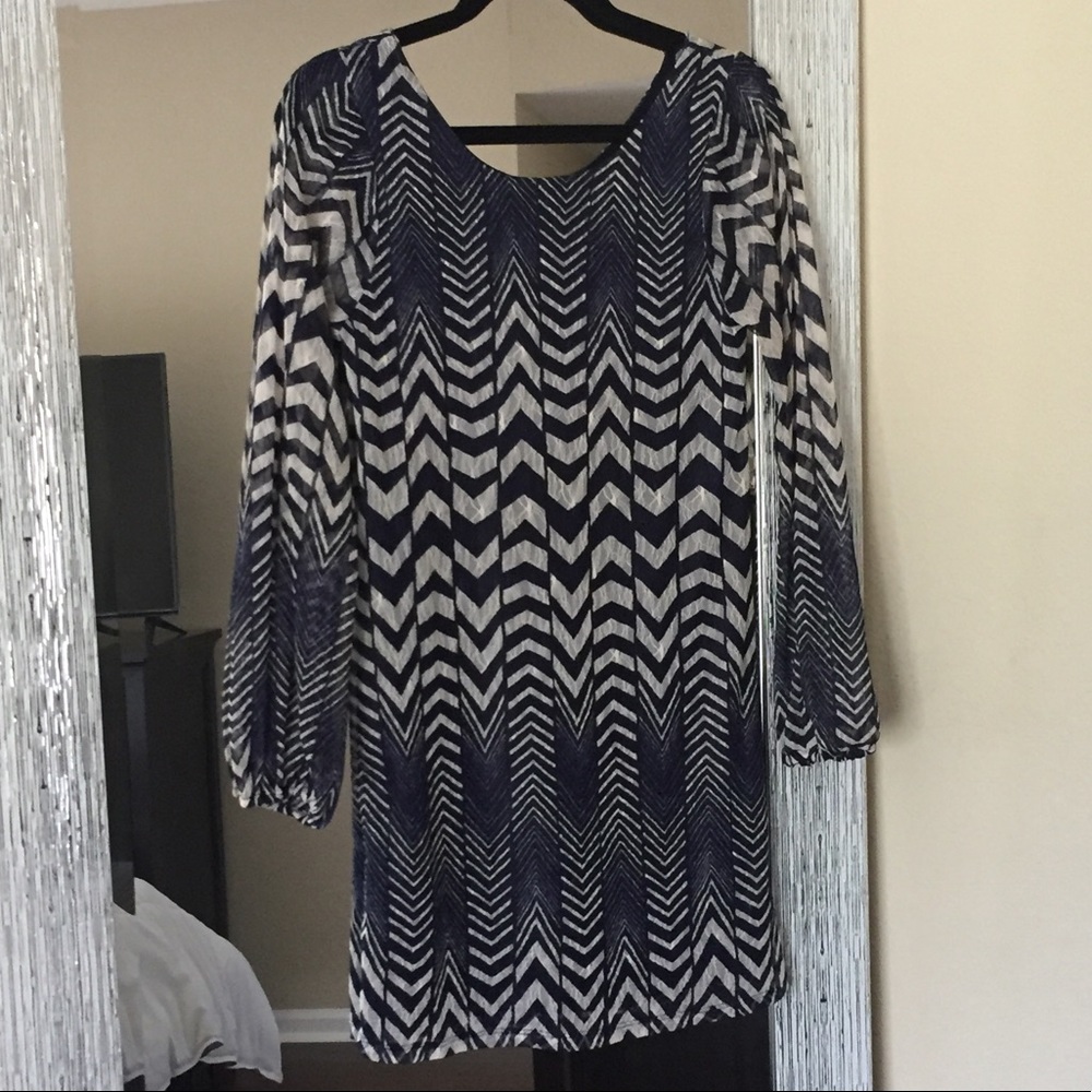 navy blue & cream dress